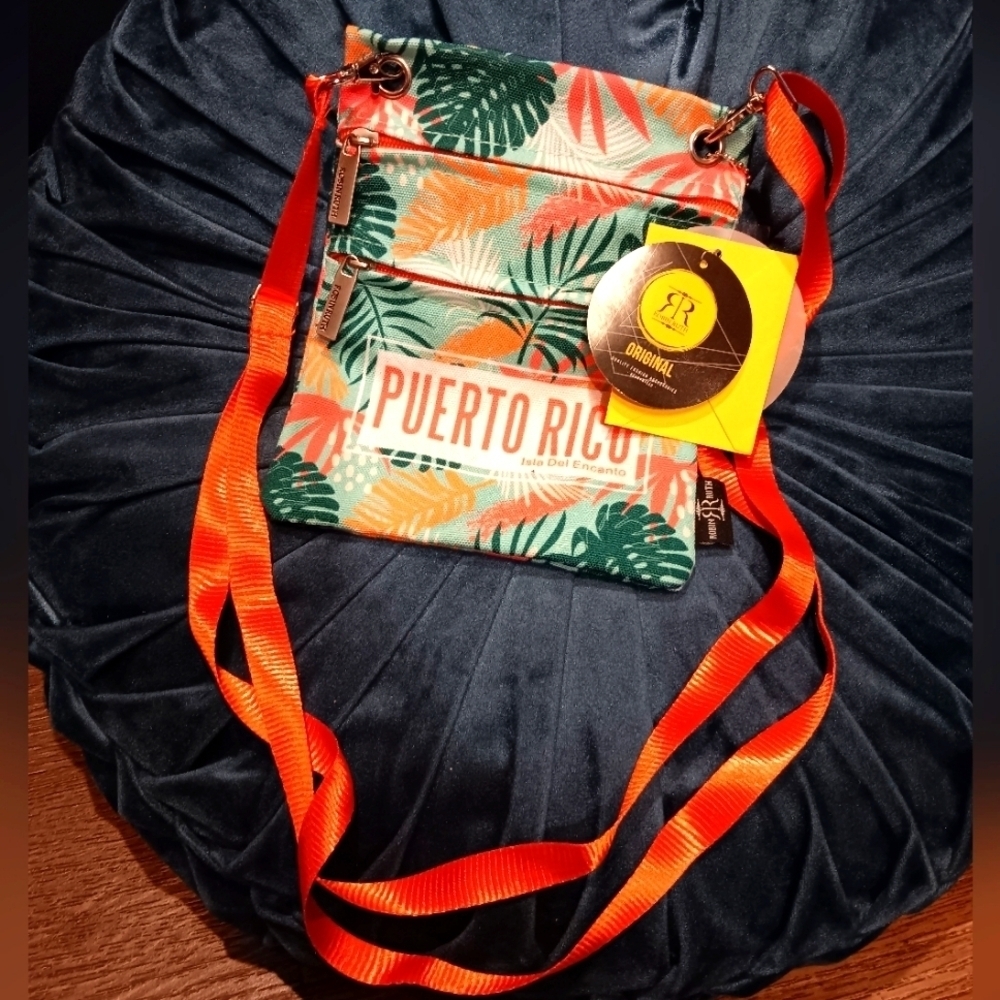 Robin Ruth Tropical Crossbody Bag with Orange Strap New Puerto Rico